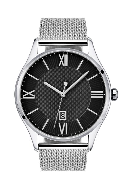 Two-Tier Black Dial Watch